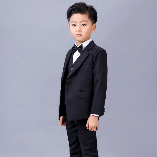 Children's Black Suit Boy Dress Suit Flower Girl Suit Wedding Show Saor Style