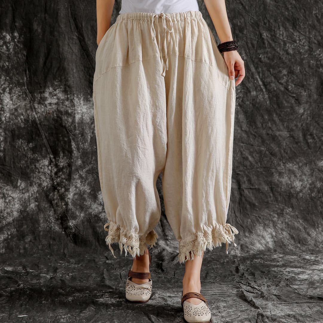 Women's Cotton And Linen Casual Pants Loose Versatile Summer Thin Lantern Trousers Saor Style