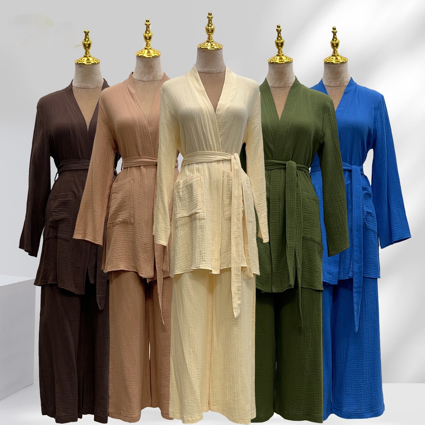 Pure Cotton Casual Plus Size Top Two-piece Pants Suit Saor Style