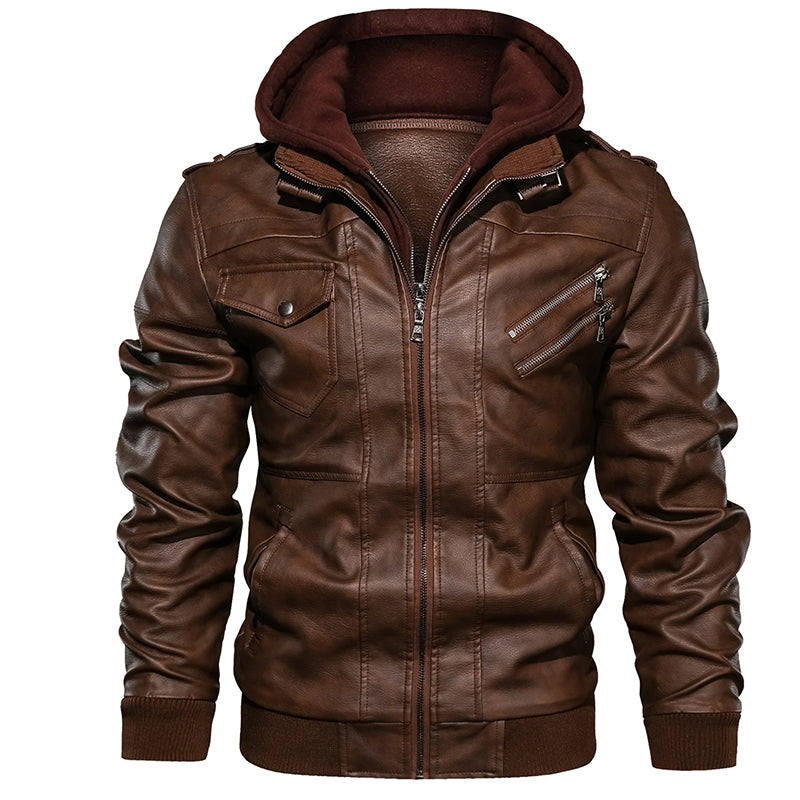 New Men Leather Jackets Autumn Casual Motorcycle PU Jacket Biker Leather Coats weathered look