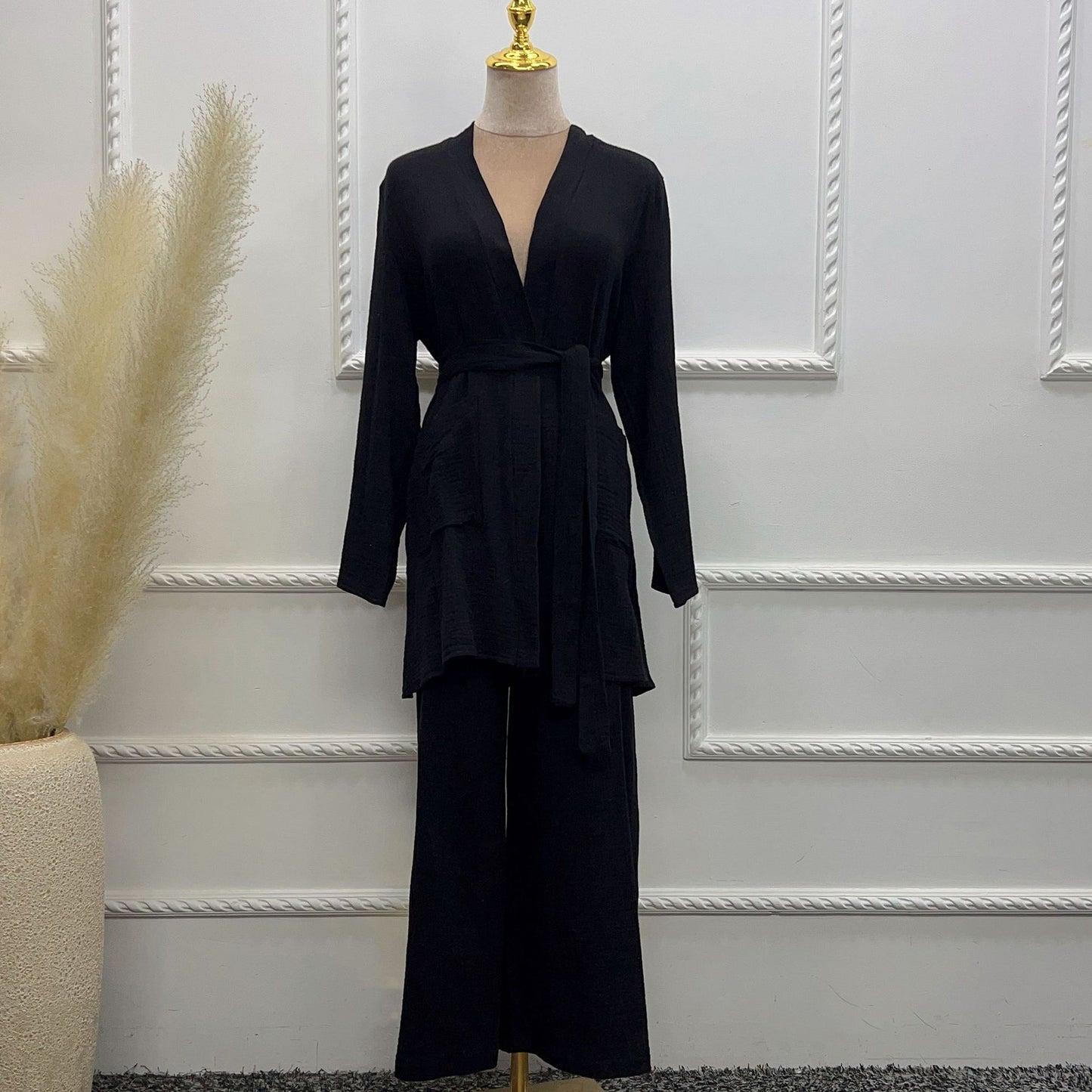 Pure Cotton Casual Plus Size Top Two-piece Pants Suit Saor Style