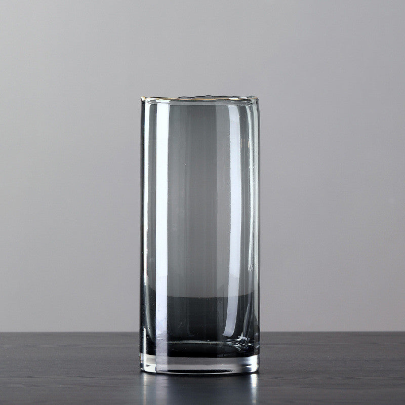 Nordic Minimalist Glass Vase With Gold Edge Saor Style