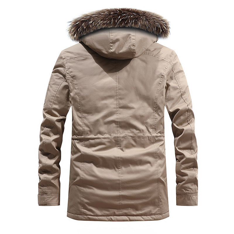 Men's winter cotton clothing with fur hood