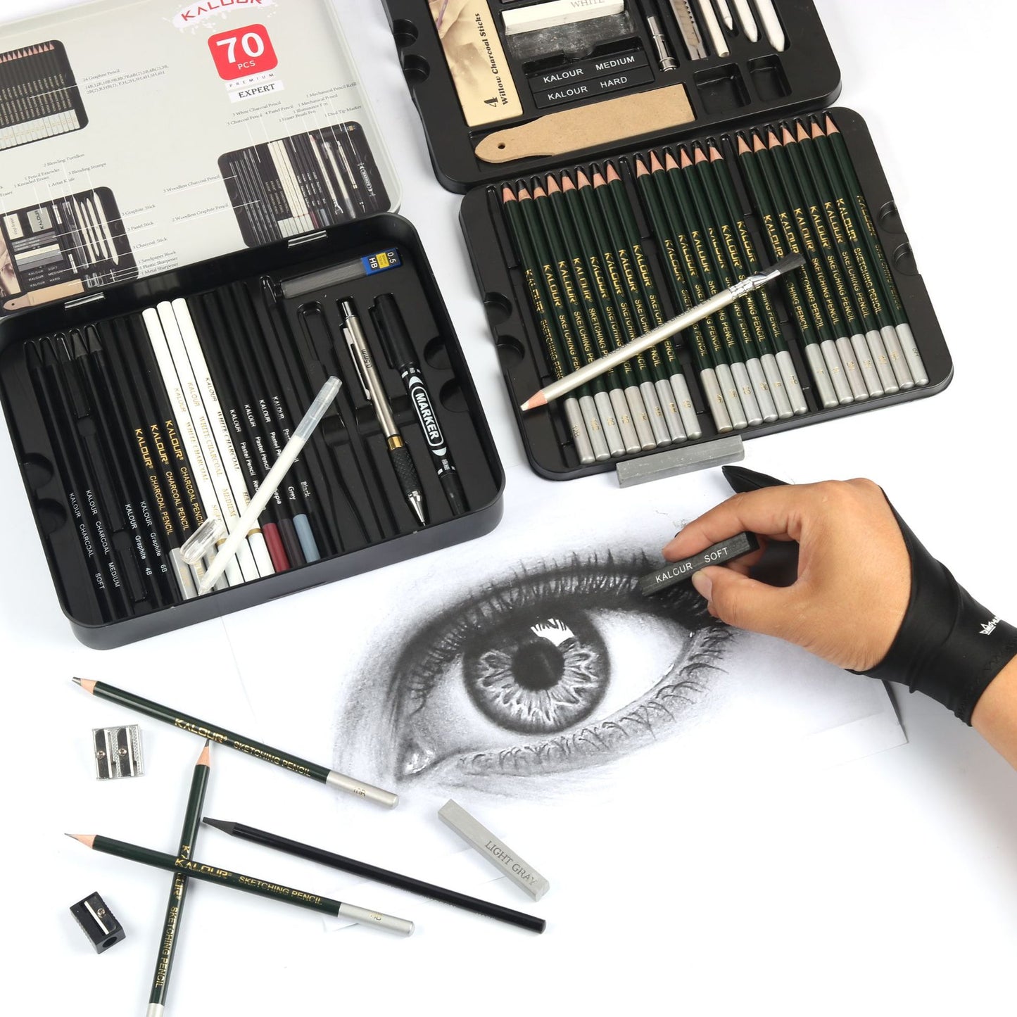 70 Pieces Iron Box Sketch Pencil Set Art Supplies GND Products