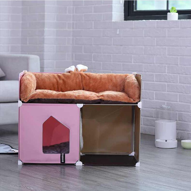 Winter Warm Pet House Double-Storey Pet Villa Fully Enclosed Saor Style