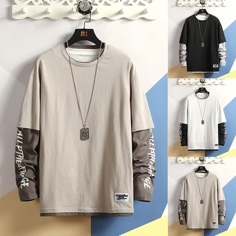 Fake two printed round collar T-shirts Saor Style