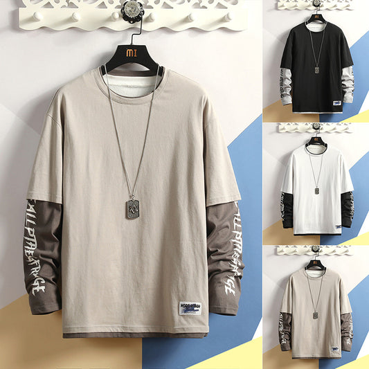 Fake two printed round collar T-shirts Saor Style