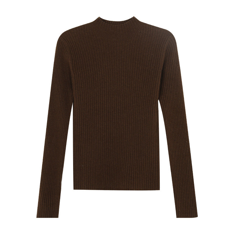 Womens Half High Collar Wool Knitted Bottoming Shirt