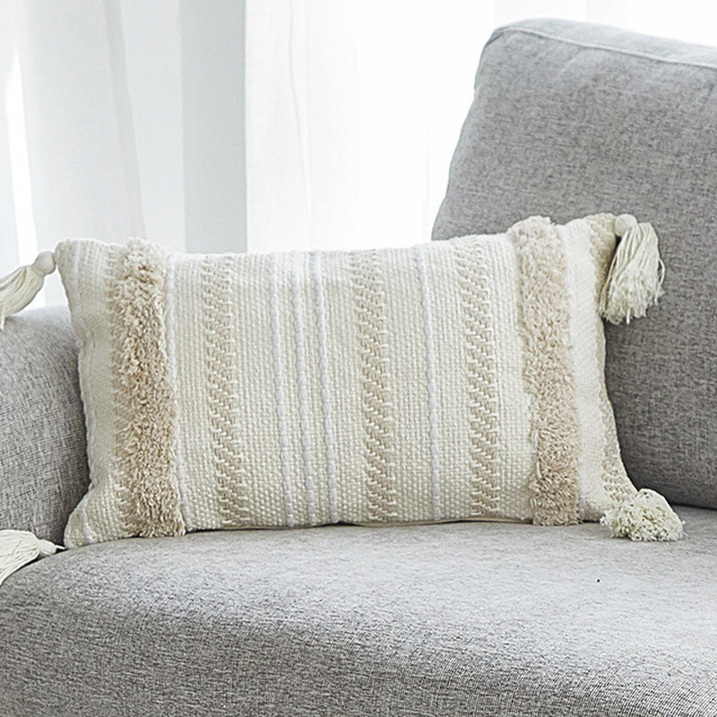 Moroccan tufted geometric tassel pillowcase