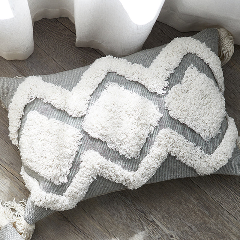 Moroccan tufted geometric tassel pillowcase