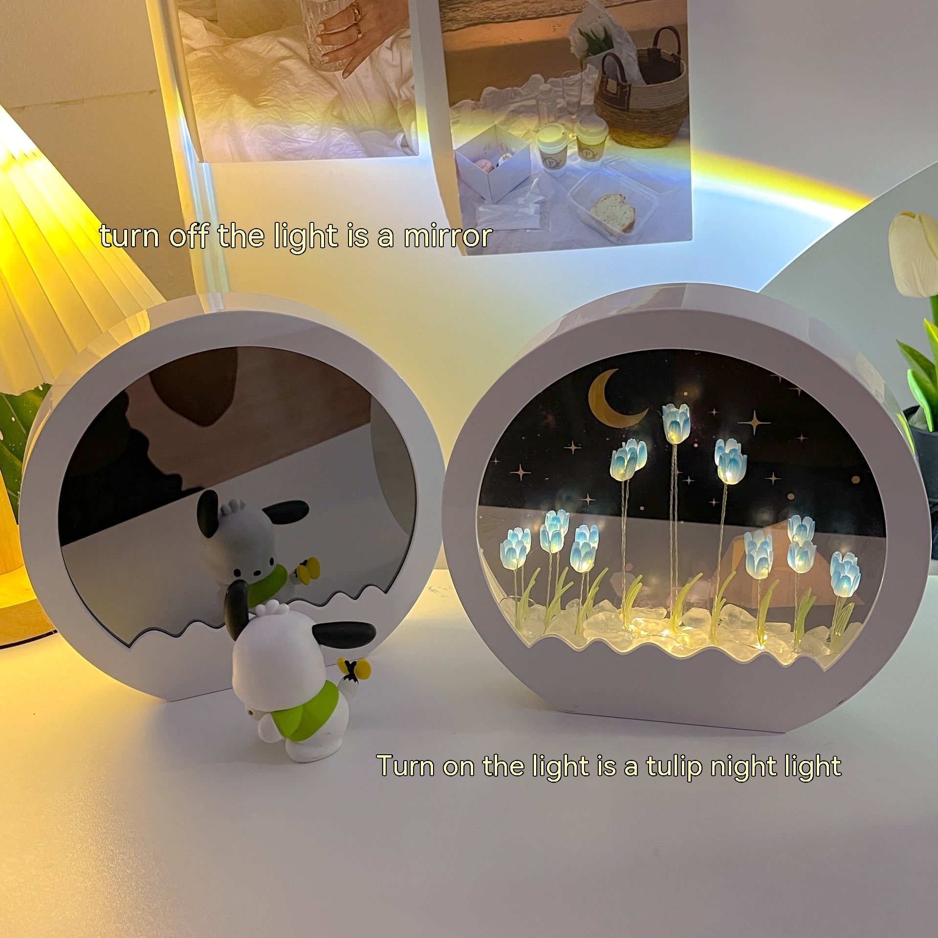 Tulip Rose Small Night Lamp Diy Handmade Mirror Flower Sea Bouquet Gift GND Products