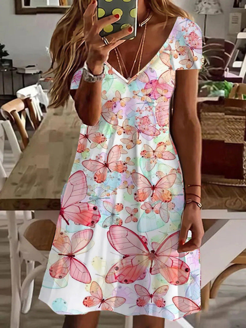 Collar Floral Print Female Dress Saor Style