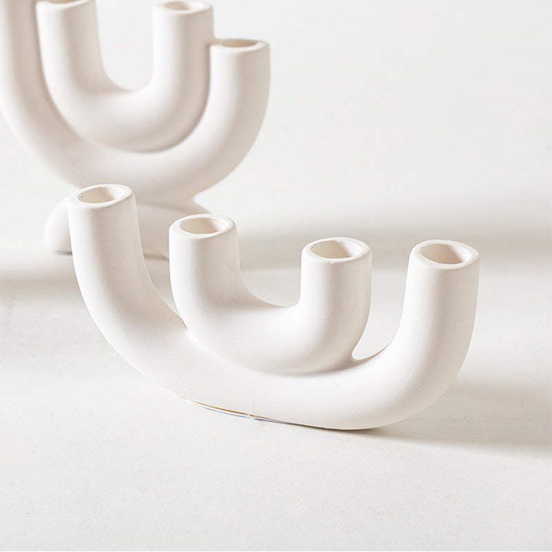 Nordic White Ceramic Candlestick Household Desktop Saor Style
