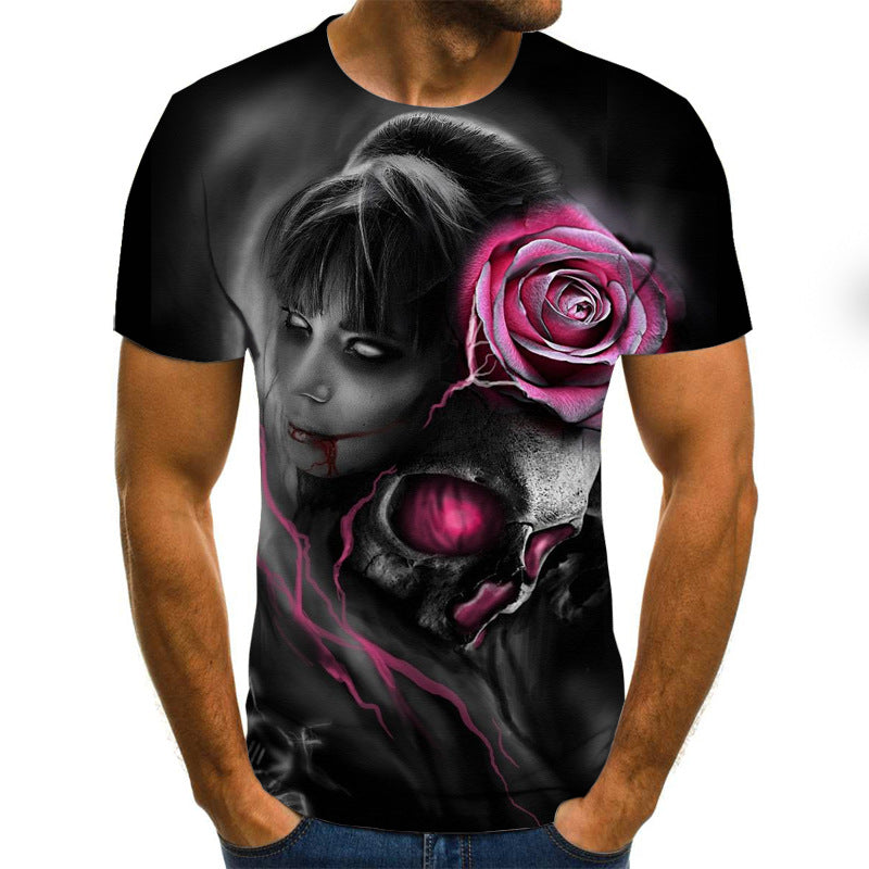 Printed 3DT Shirts Horror Skull Print Short Sleeve T-Shirts For Men And Women Saor Style