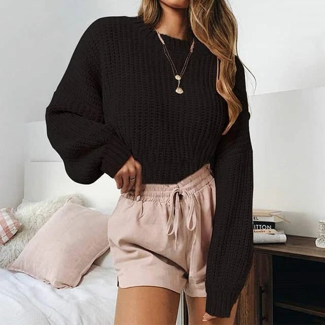 Cropped knitted sweater