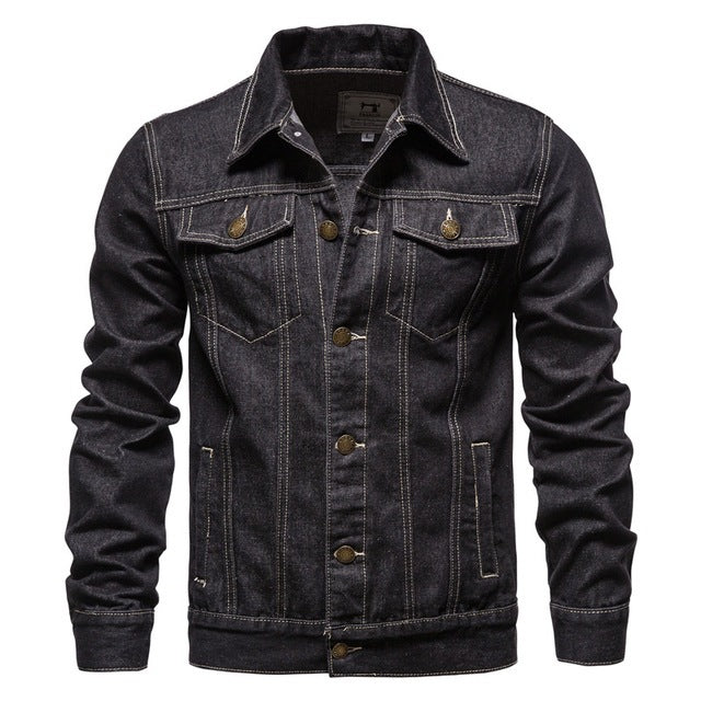 Jacket Men Casual Blue Lapel Jeans Jackets Quality Denim