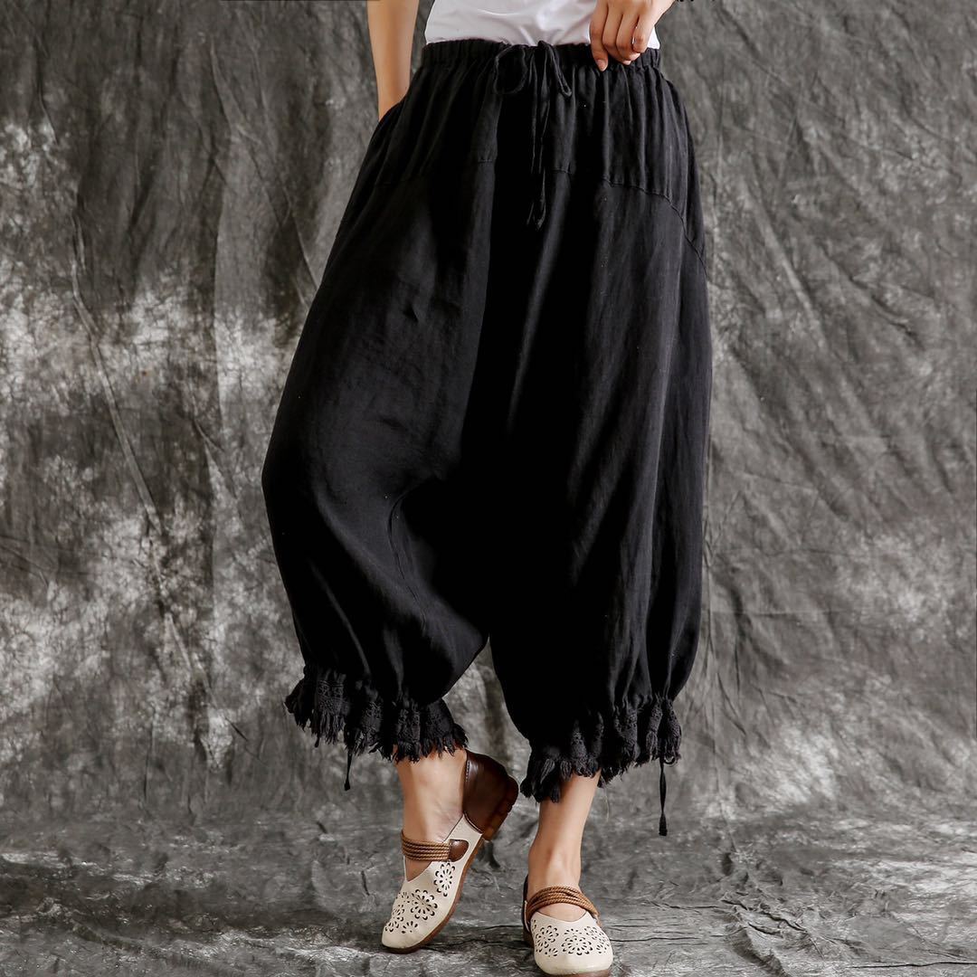 Women's Cotton And Linen Casual Pants Loose Versatile Summer Thin Lantern Trousers Saor Style
