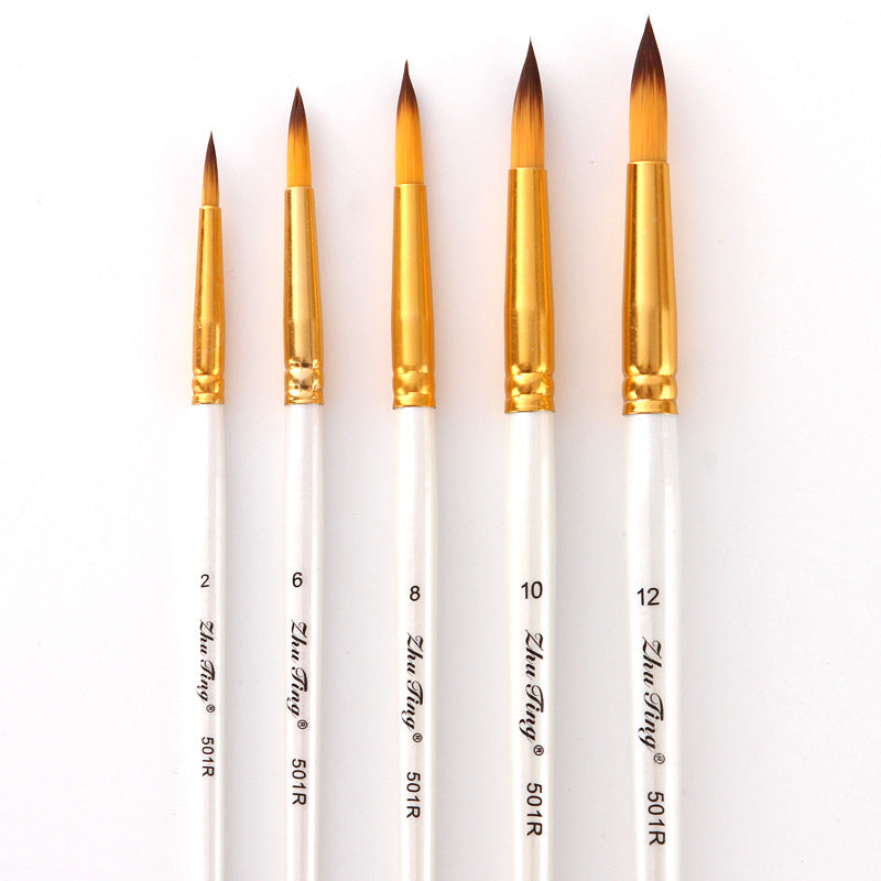 Art Supplies Acrylic Oil Painting Golden Tube White Rod Brush Set GND Products