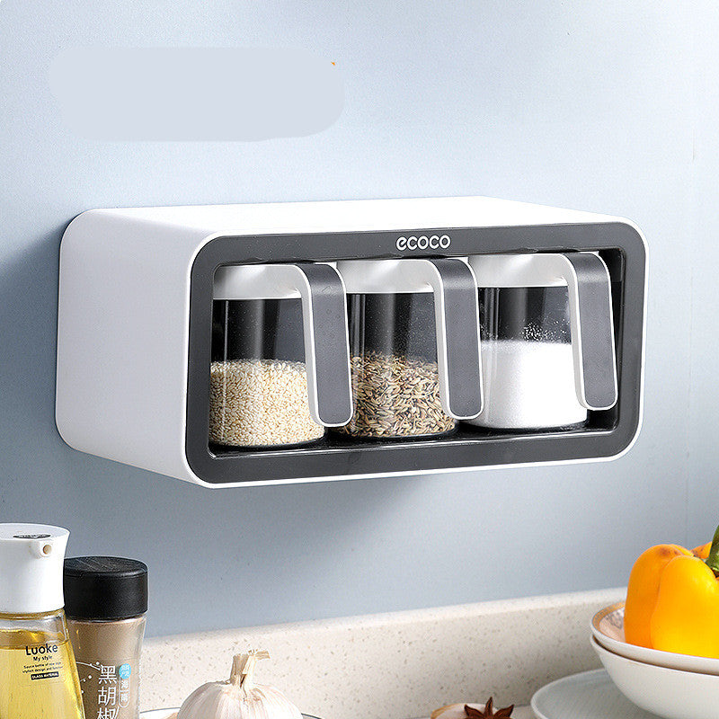 Kitchen Spice Rack Jar Free Perforated Spice Box Wall-Mounted Spice Box Set Household Spice Jar Storage Box GND Products