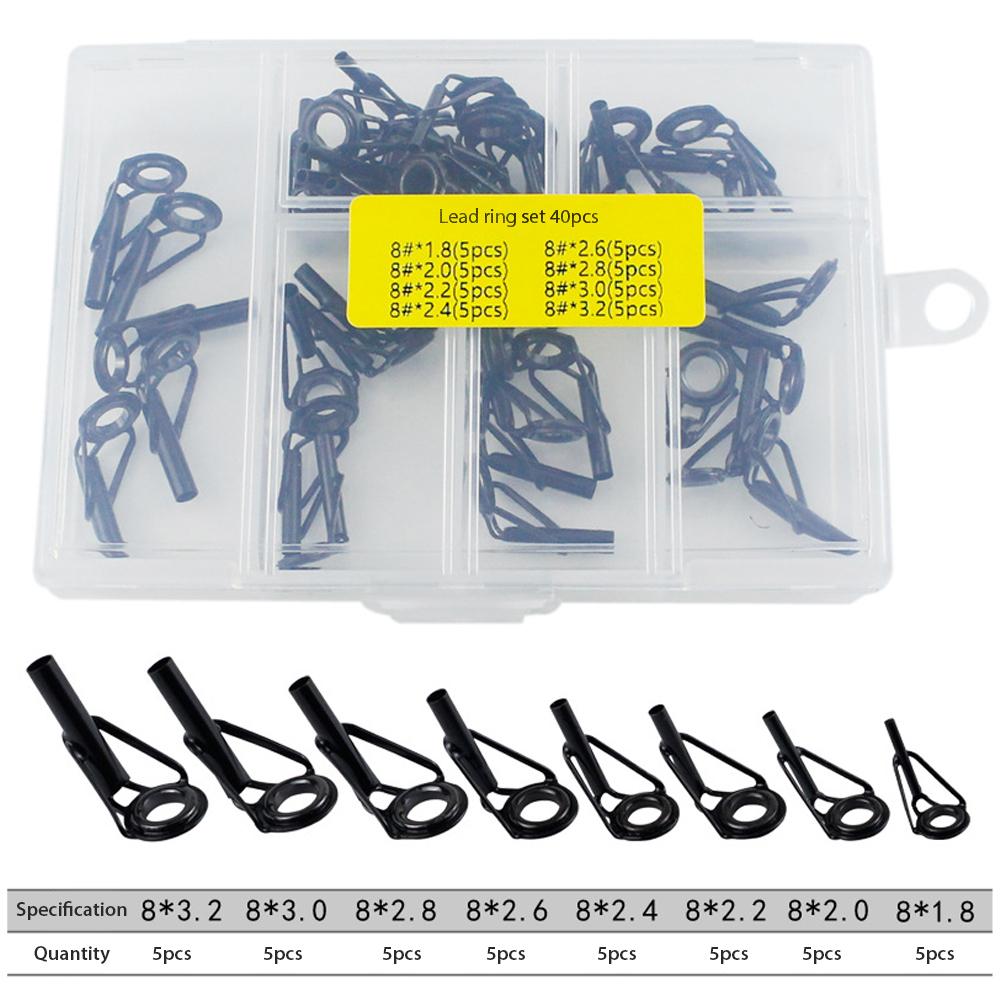 40 Pcs Fishing Rod Top Ring Guide Eye Set With Square Storage Box SP Pink Iolaus