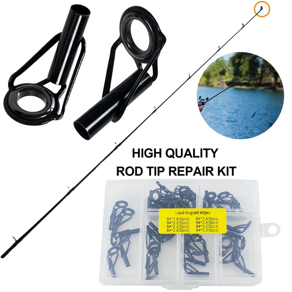 40 Pcs Fishing Rod Top Ring Guide Eye Set With Square Storage Box SP Pink Iolaus