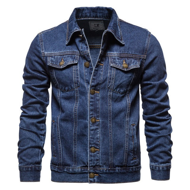 Jacket Men Casual Blue Lapel Jeans Jackets Quality Denim