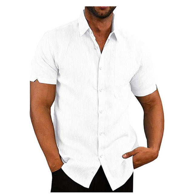 Men Short Sleeve Summer Solid Shirts Casual Loose Tops Tee Saor Style