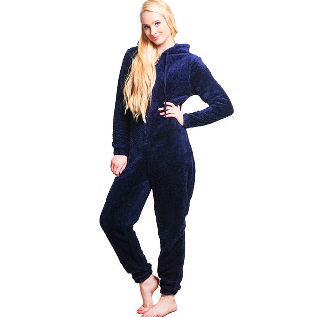 Winter Warm Pyjamas Fluffy Jumpsuits Sleepwear Saor Style