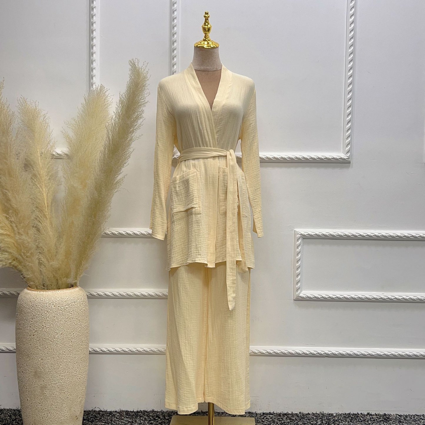 Pure Cotton Casual Plus Size Top Two-piece Pants Suit Saor Style