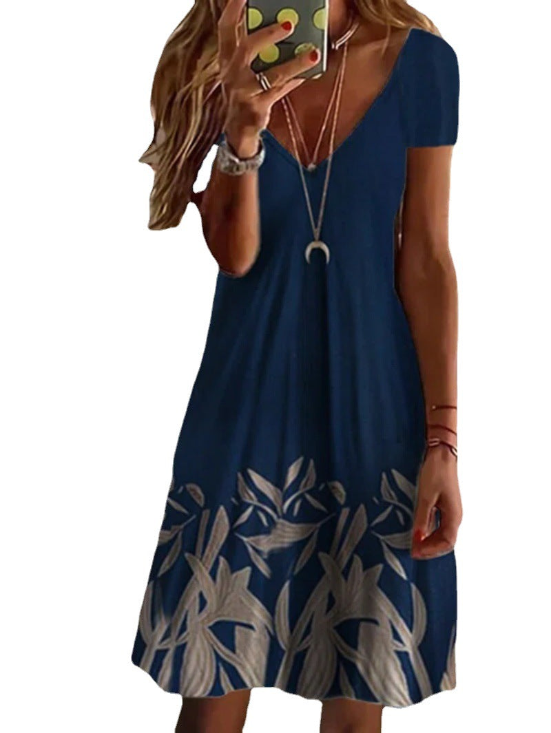 Collar Floral Print Female Dress Saor Style