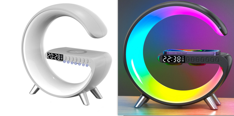 New Intelligent G Shaped LED Lamp Bluetooth Speake Wireless Charger Atmosphere Lamp App Control For Bedroom Home Decor GND Products