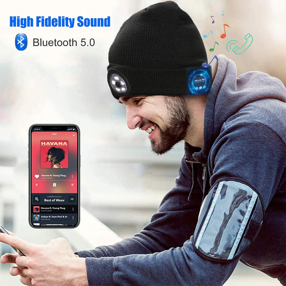 Wireless Bluetooth LED Hat with Music Speakers Light Winter Gift Pink Iolaus