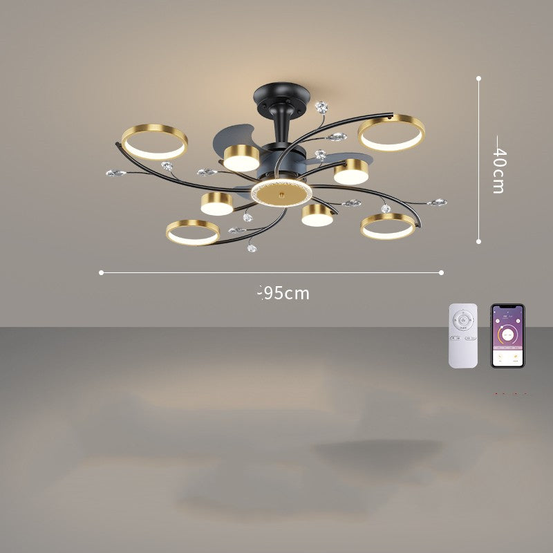 Living Room Nordic Luxury Intelligent APP Ceiling Fan Ceiling Light GND Products