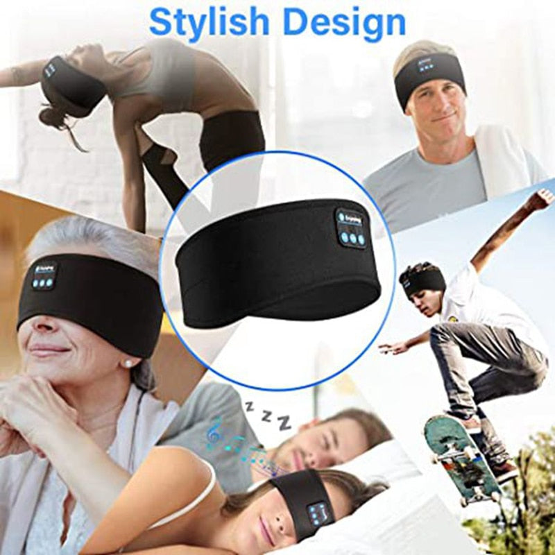 Wireless Bluetooth Sleeping Headphones Headband Thin Soft Elastic Comfortable Music Ear Phones Eye Mask For Side Sleeper Sports GND Products