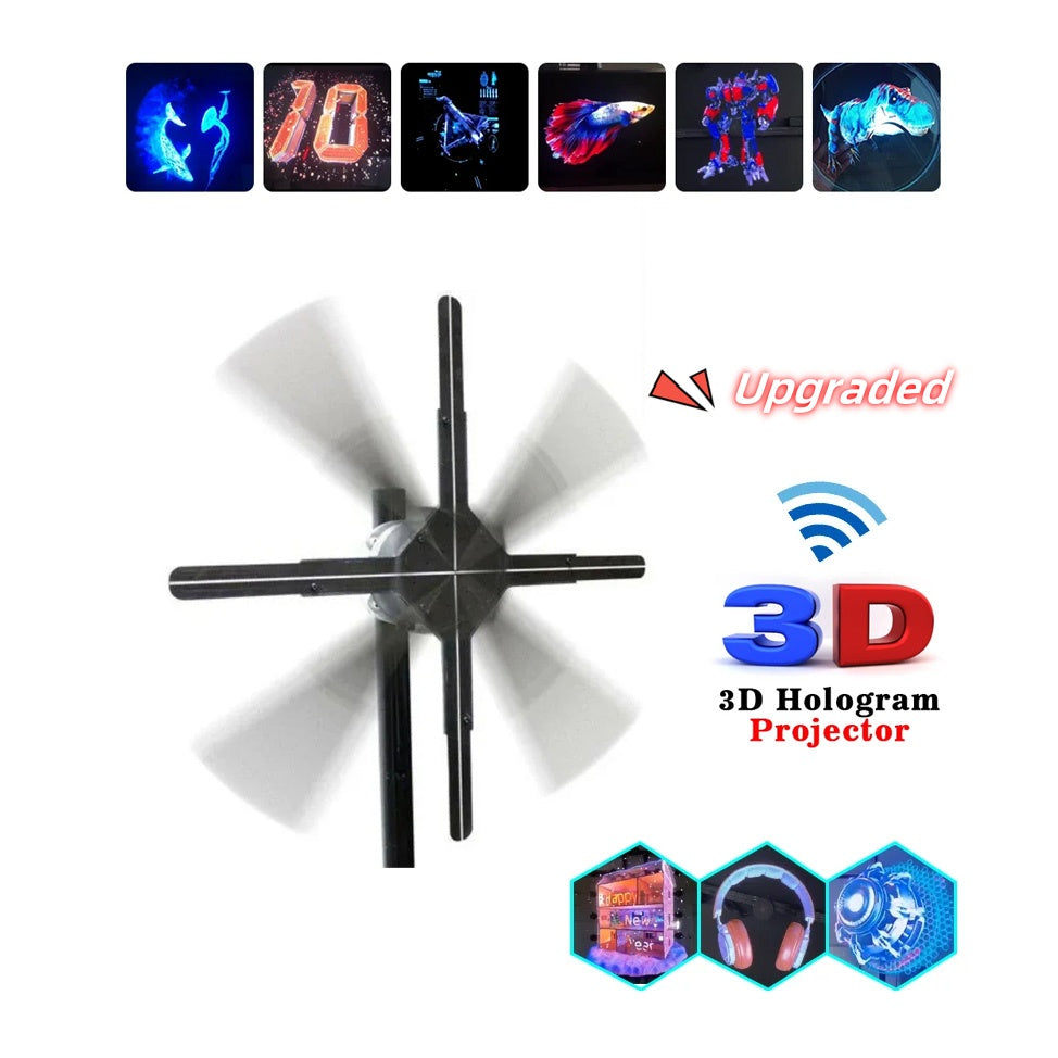 Upgraded Naked Eye 3D Holographic Advertising Machine Fan Screen Support Lmage Video Store Bar Party Advertising Display Saor Style