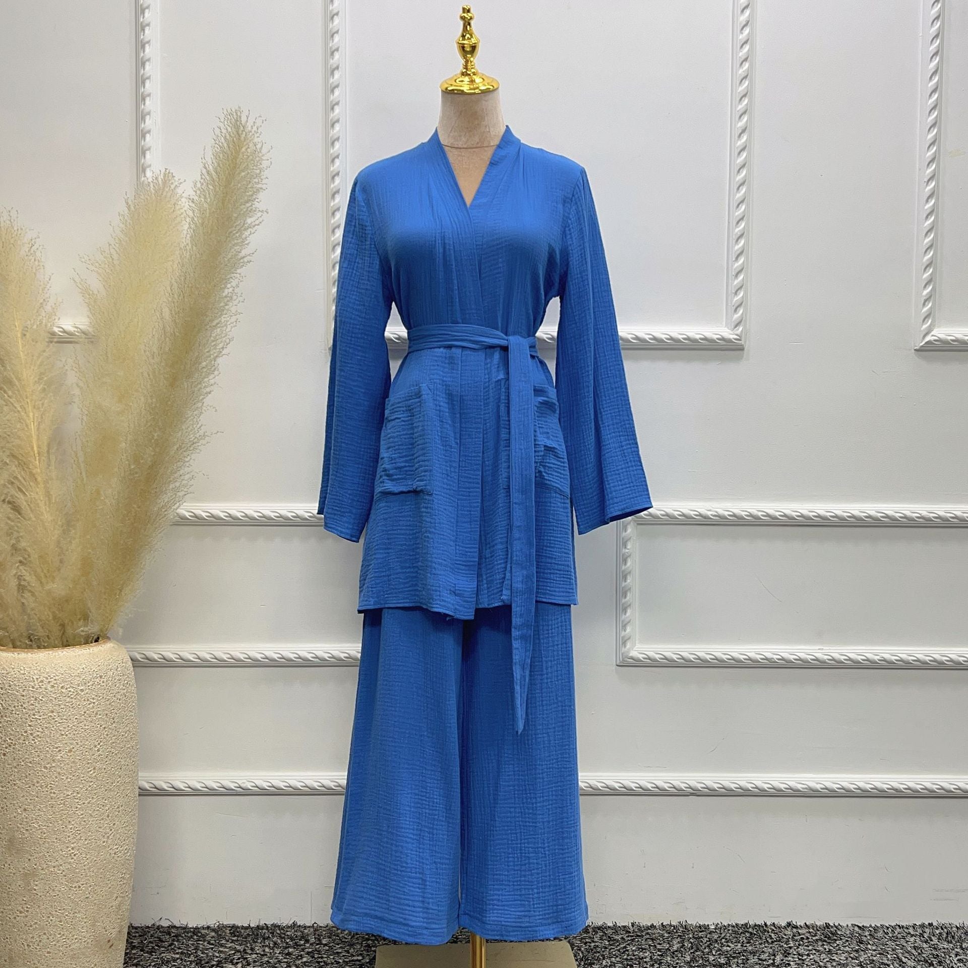 Pure Cotton Casual Plus Size Top Two-piece Pants Suit Saor Style