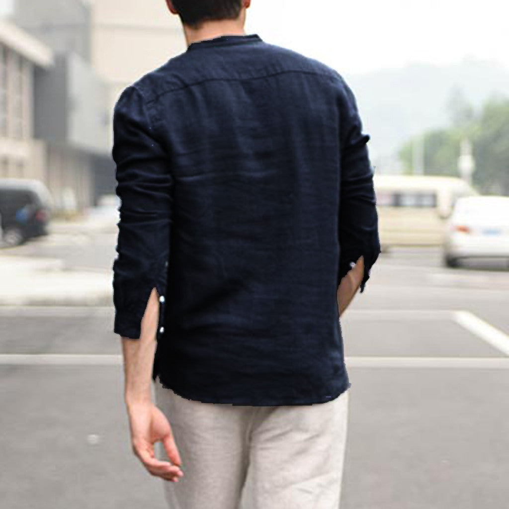Men Vintage White Shirt Button Linen Shirts Saor Style
