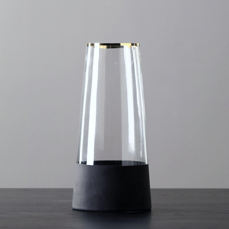 Nordic Minimalist Glass Vase With Gold Edge Saor Style
