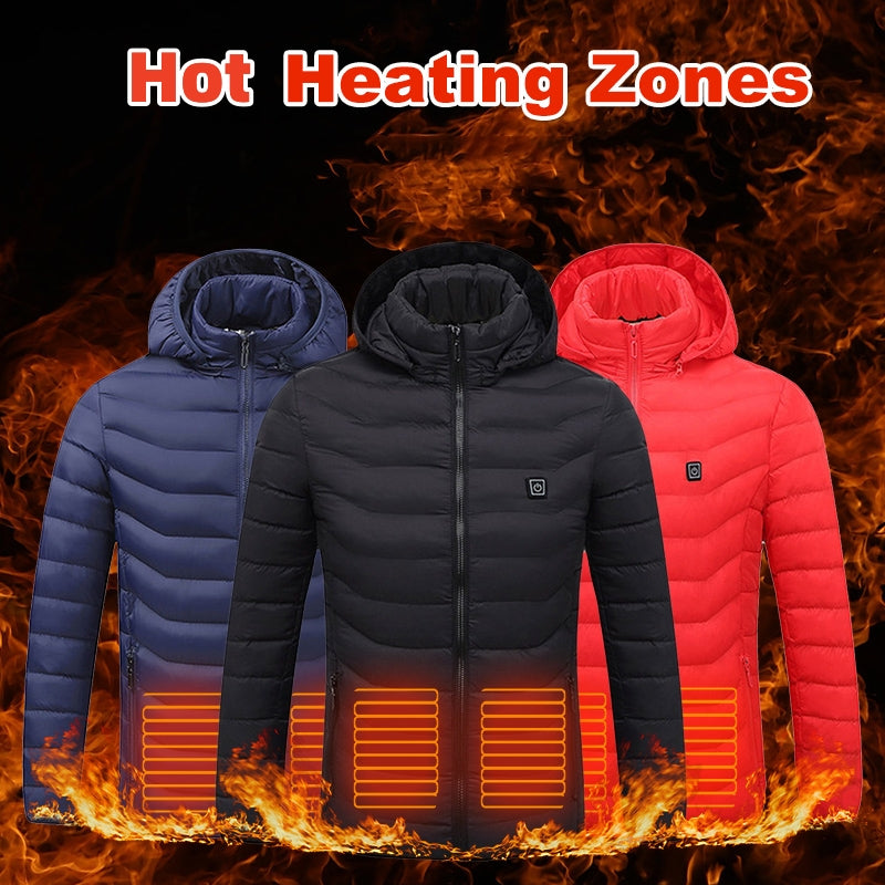 New Heated Jacket Coat USB Electric Jacket Cotton Coat Heater Thermal Clothing Heating Vest Men's Clothes Winter GND Products