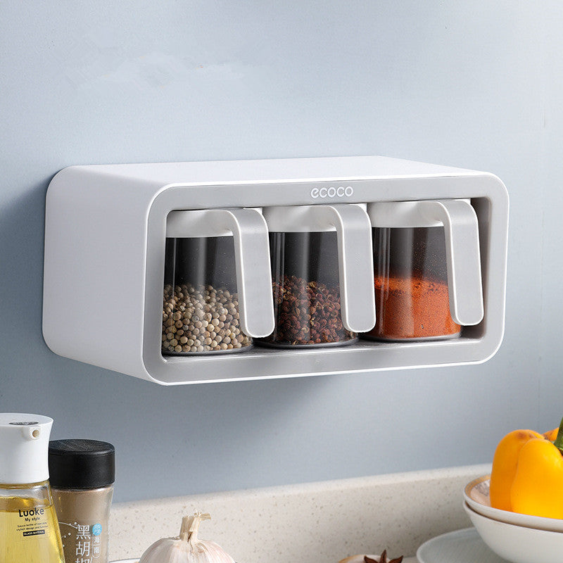 Kitchen Spice Rack Jar Free Perforated Spice Box Wall-Mounted Spice Box Set Household Spice Jar Storage Box GND Products