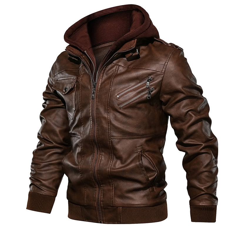 New Men Leather Jackets Autumn Casual Motorcycle PU Jacket Biker Leather Coats weathered look