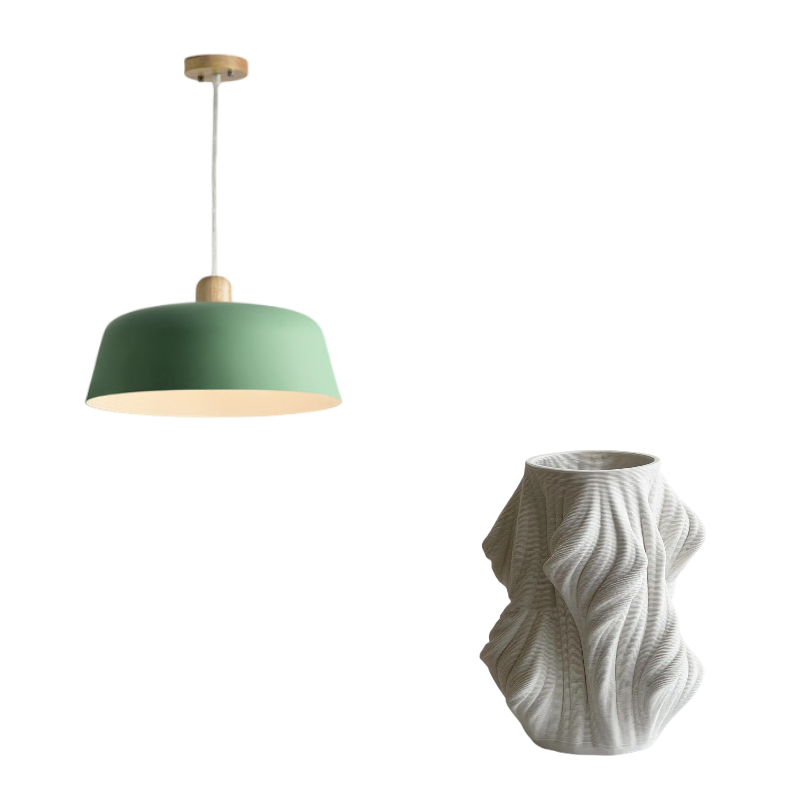 Wood & Zinc Alloy Pendant Hanging Lamp