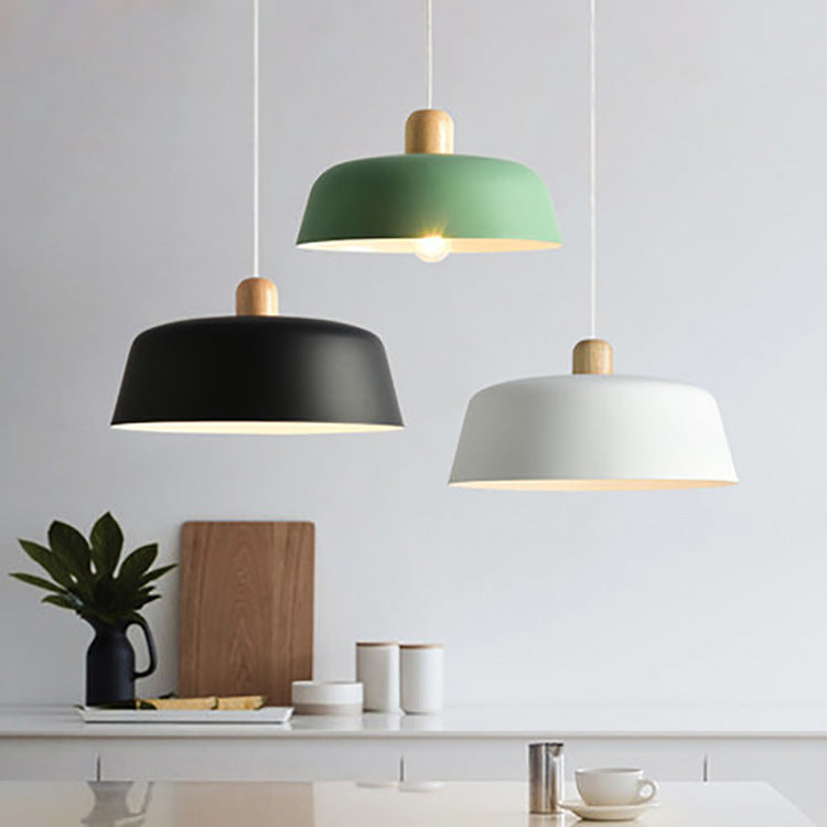 Wood & Zinc Alloy Pendant Hanging Lamp