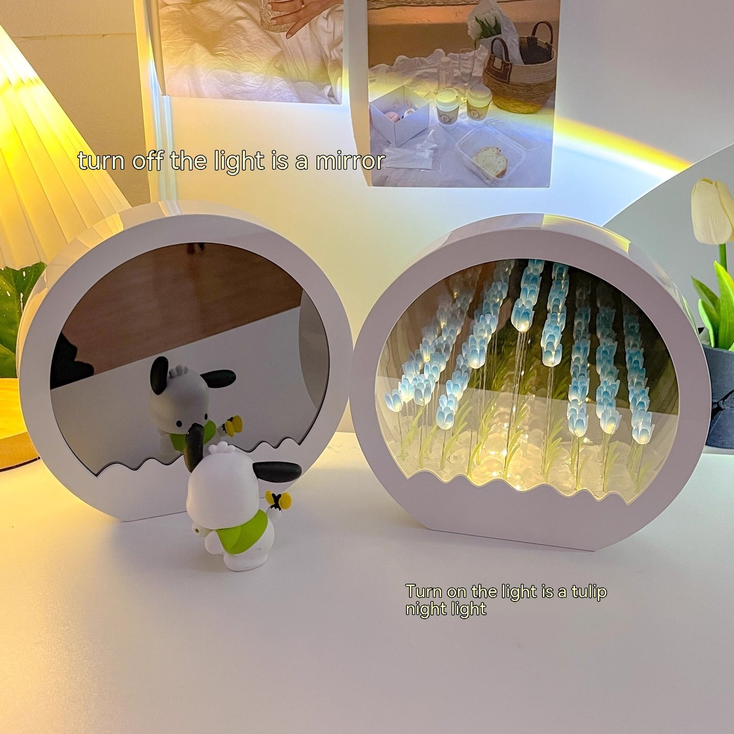 Tulip Rose Small Night Lamp Diy Handmade Mirror Flower Sea Bouquet Gift GND Products