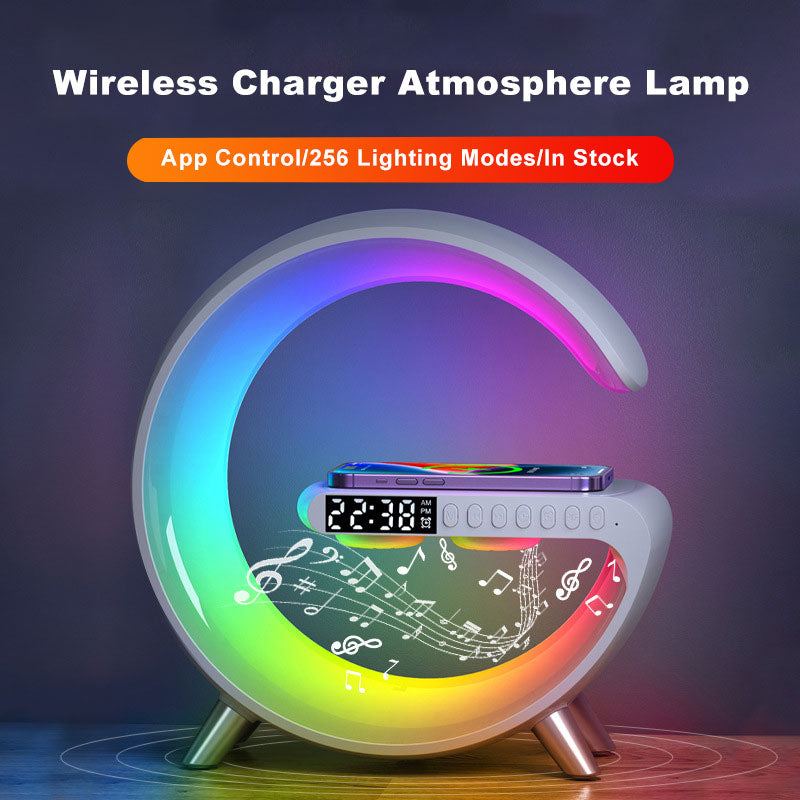 New Intelligent G Shaped LED Lamp Bluetooth Speake Wireless Charger Atmosphere Lamp App Control For Bedroom Home Decor GND Products