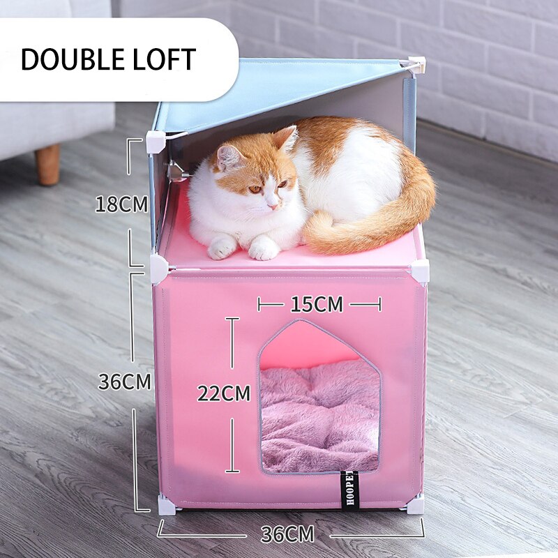 Winter Warm Pet House Double-Storey Pet Villa Fully Enclosed Saor Style