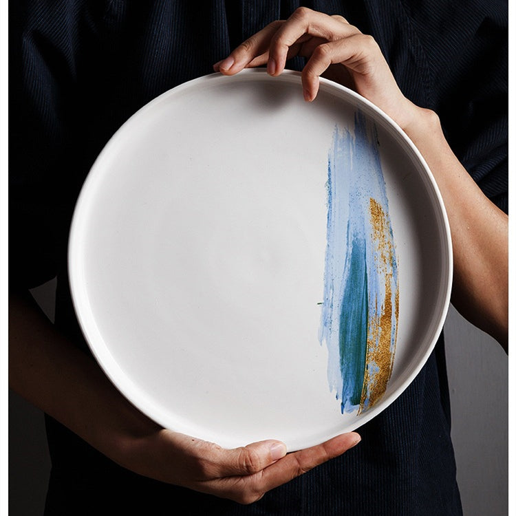 Nordic Personality Simple Ceramic Flat Plate Saor Style