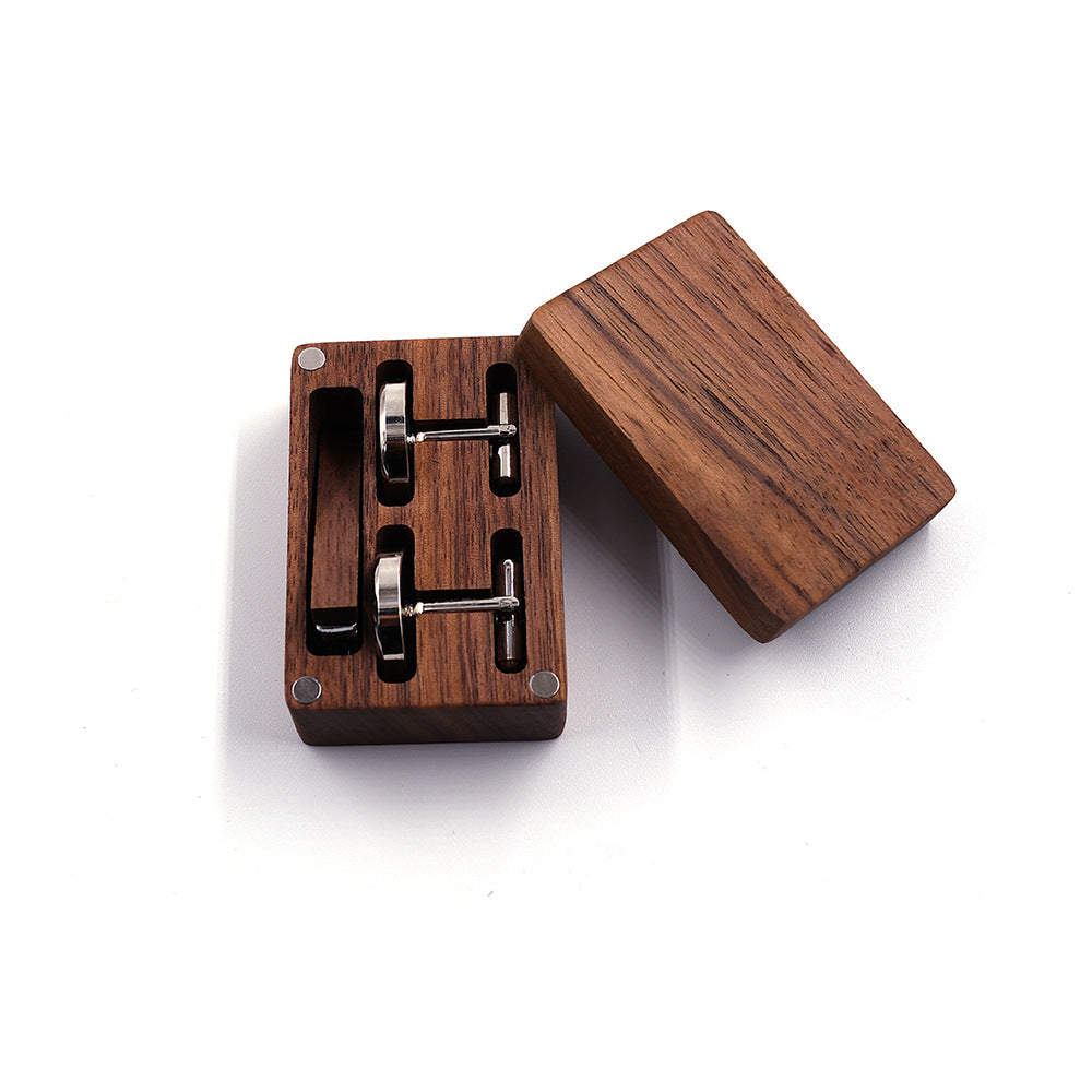 Solid Copper Wedding Solid Wood Tie Clip Cufflinks Set Saor Style