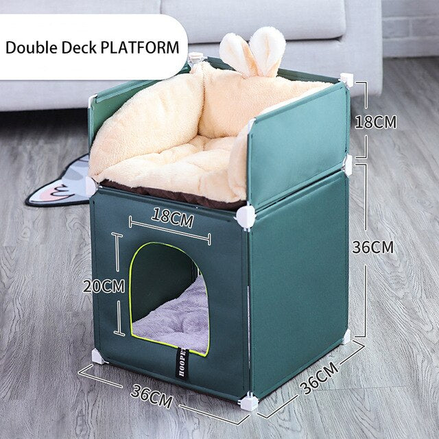 Winter Warm Pet House Double-Storey Pet Villa Fully Enclosed Saor Style