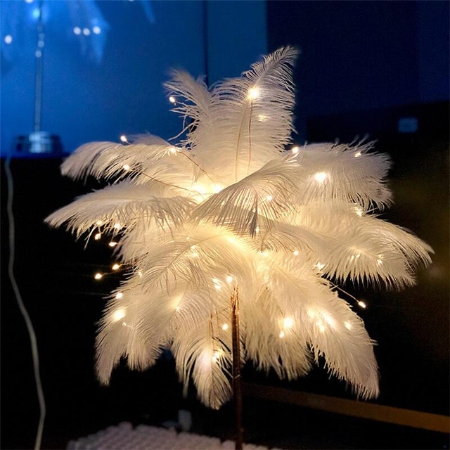 Feather Lamp Nordic Desk Lamp European-Style Bedroom Bedside Feather Table Lamp Night Light Table Lamp Decoration Modern GND Products